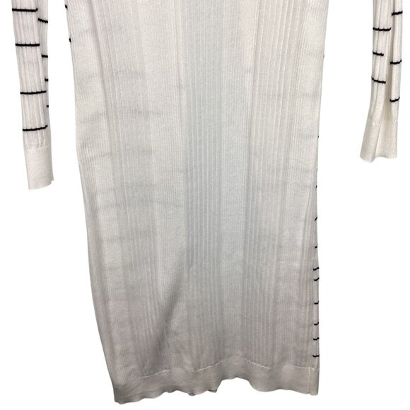 Cabi Long Sweater Size XS XSmall‎ Duster Cardigan Dashes Striped Long White - Picture 9 of 11